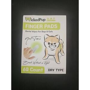 NWT WickedPup 60 Count Non-Toxic Dry Dental Wipes For Pets